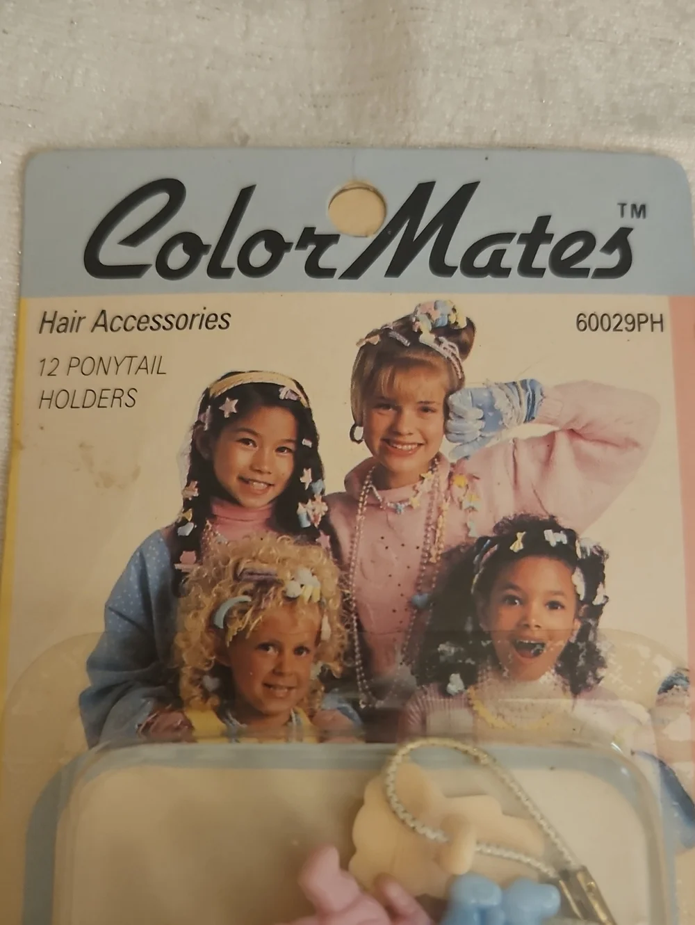 Vtg COLOR MATES Teddy Bear Ponytail Holders - Pastel Multi (Pack)